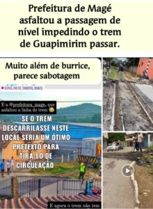 Nota: Prefeitura de Magé asfalta trilhos operacionais Nota: Prefeitura de Magé asfalta trilhos operacionais