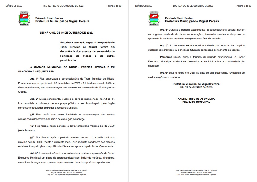 Autorizada a circulação temporária do Trem Turístico de Miguel Pereira a partir de 25/10 Autorizada a circulação temporária do Trem Turístico de Miguel Pereira a partir de 25/10