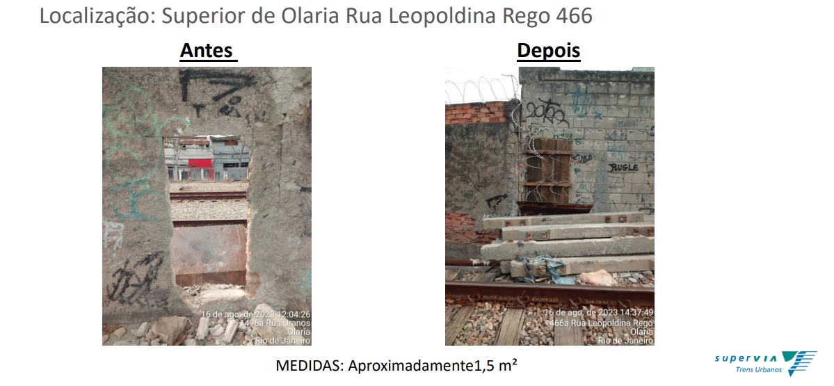 Documento informa sobre medidas tomadas pela Supervia contra vandalismo