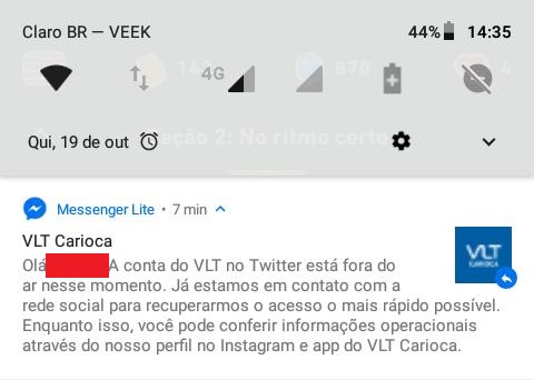 Falha técnica suspende temporariamente conta do VLT em rede social