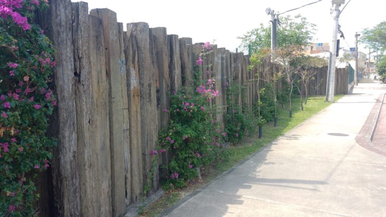 Supervia doa dormentes de madeira para paisagismo no Parque Madureira