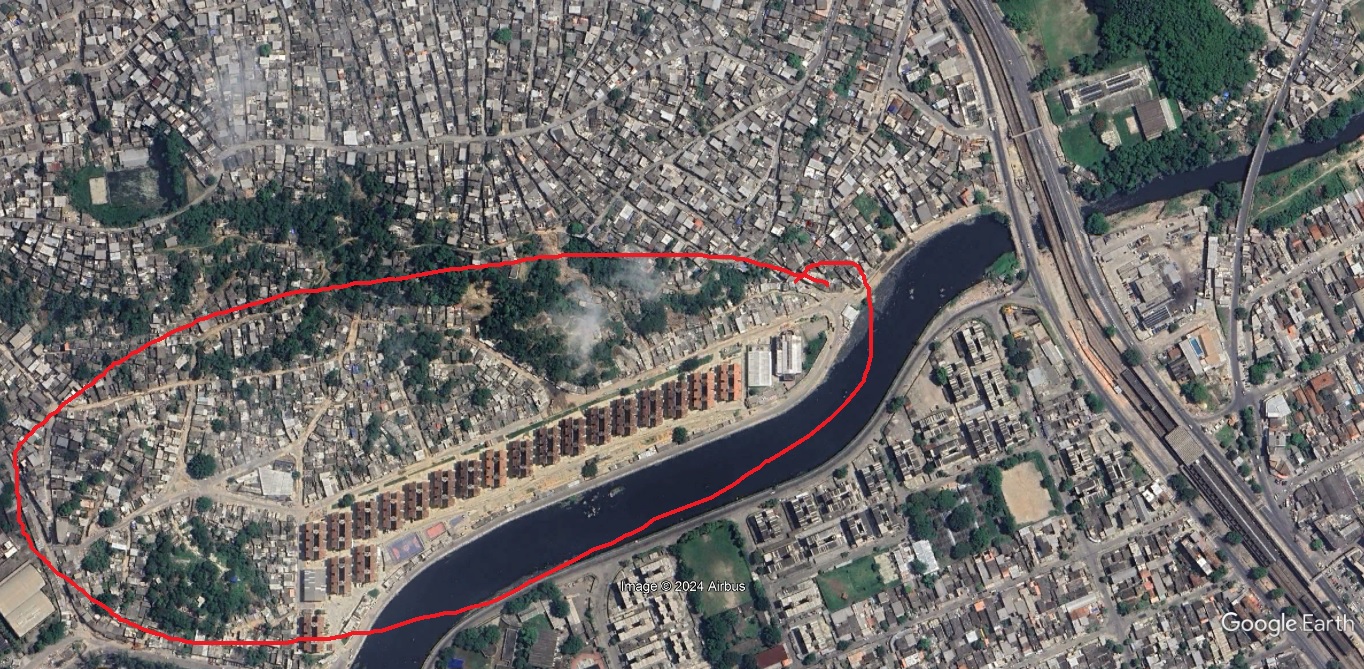 Imagem de satélite em 2024 mostrando a área destinada às instalações do Metrô