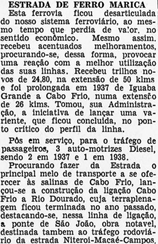 A Estrada de Ferro Maricá e o prolongamento entre Cabo Frio e Rio Dourado A Estrada de Ferro Maricá e o prolongamento entre Cabo Frio e Rio Dourado
