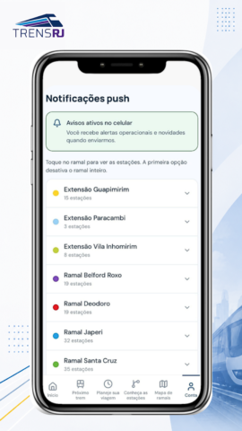 TrensRJ lança novo aplicativo para Android com horários e informações da operação Tela do aplicativo TrensRJ para Android