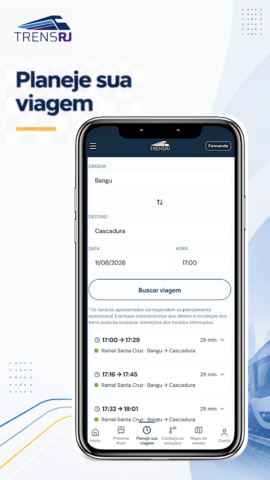 TrensRJ lança novo aplicativo para Android com horários e informações da operação Tela do aplicativo TrensRJ para Android