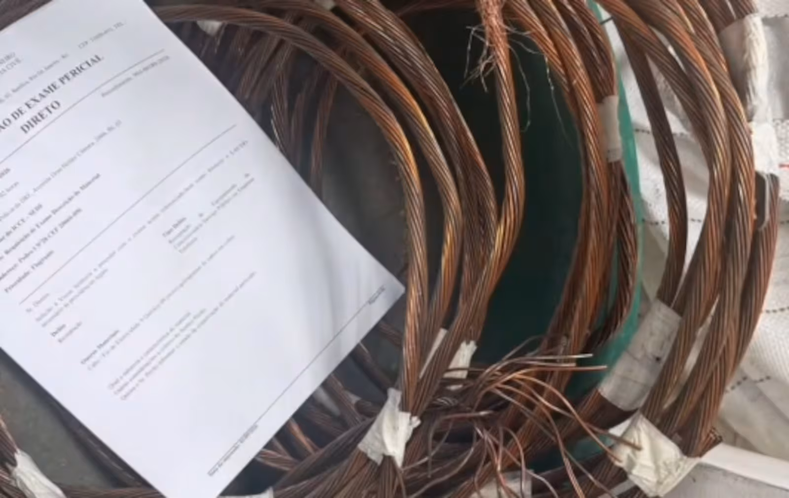 Material apreendido em fios de cobre da TrensRJ