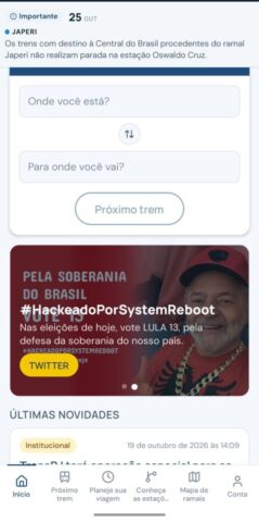 Ataque hacker atinge aplicativo e site da Trens RJ durante eleições Ataque hacker atinge aplicativo e site da Trens RJ durante eleições